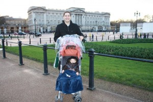 Daddy and Nicky in front of Buckingham Palace