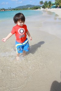 Crystal Clear water, our boy loves spotting fish.