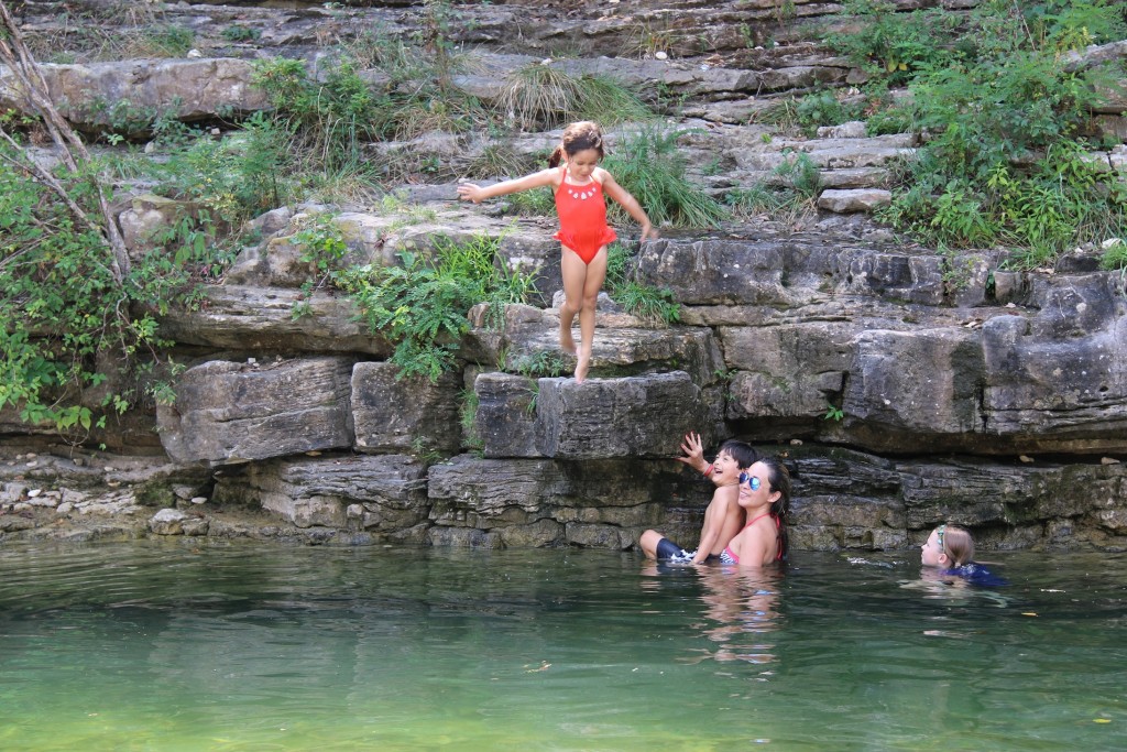 My girl jumping for joy at Blanchard Springs