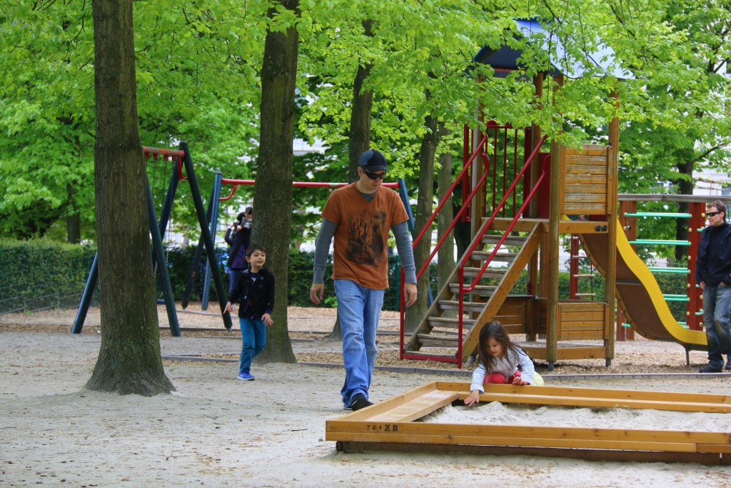 Kids playground in the middle of the park.